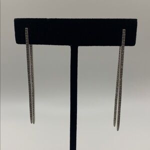 Silver-tone Rhinestone Drop Earrings